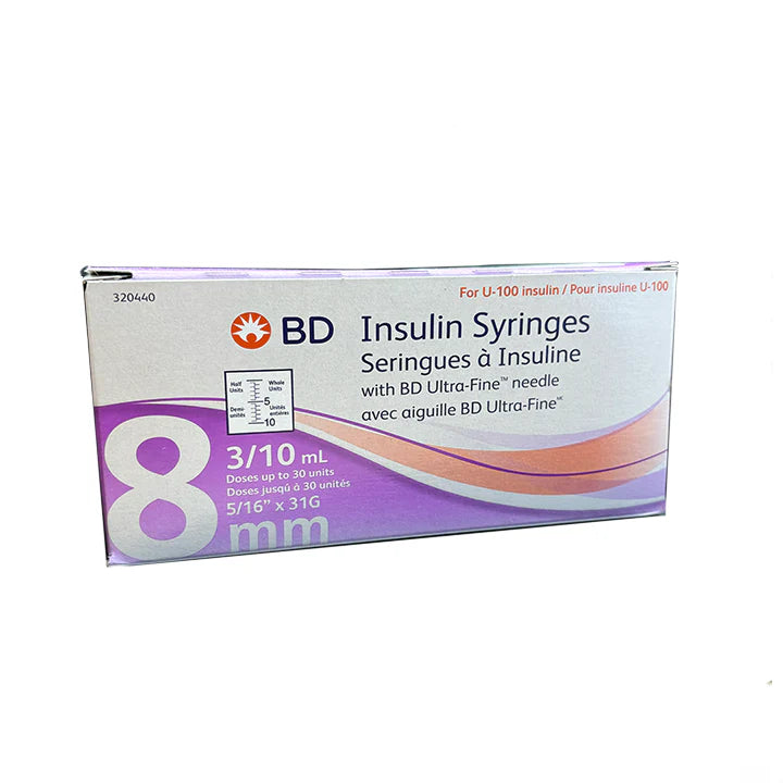 BD SERINGUES À INSULINE 3/10ml 8mm 31G (Sachet de 10)