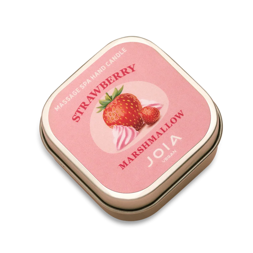 BOUGIE DE MASSAGE VÉGÉTALIENNE JOIA POUR LES MAINS, PARFUM FRAISEET GUIMAUVE