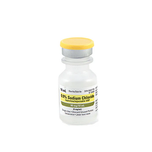 Chlorure de sodium 0,9 % eau bactériostatique, sans conservateur, flacon pour injection 10 ml 25/boîte
